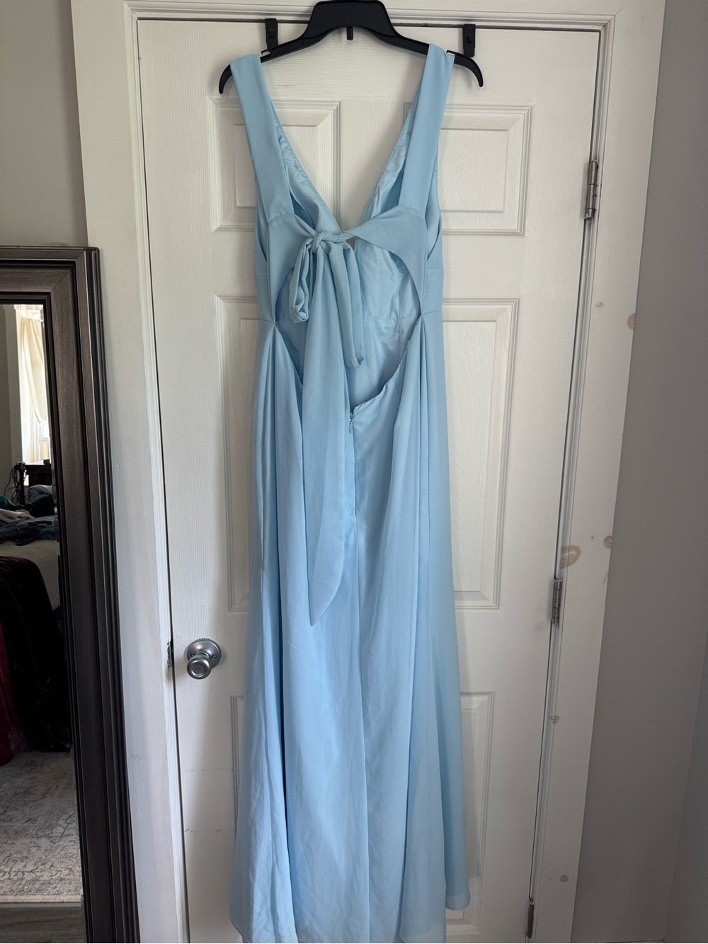 Azazie Light Blue Tie-Front Maxi Dress